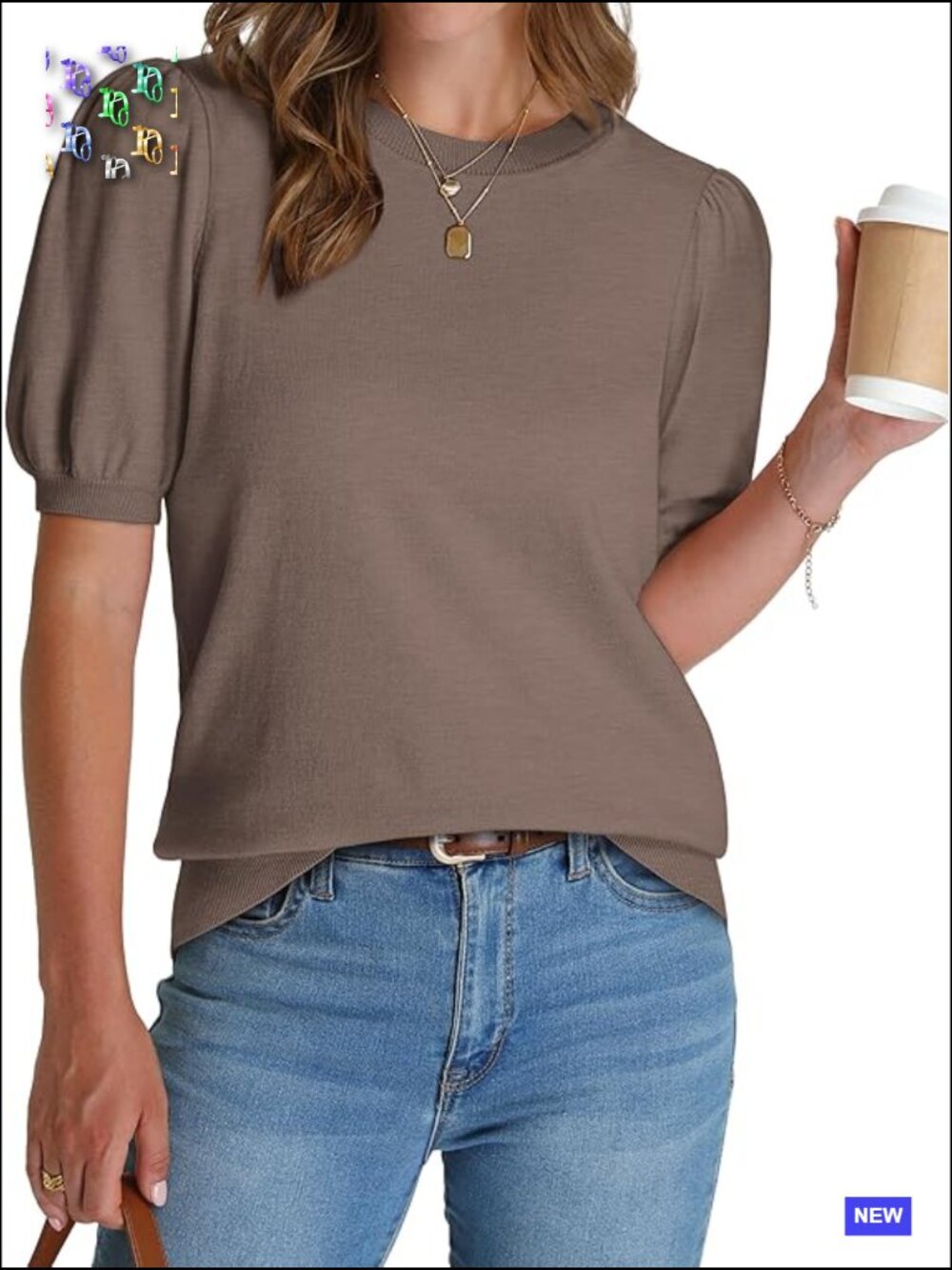 Short Sleeve Puff Sweater Timeless Business Casual Top Work Blouse